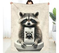 Coperta in flanella con motivo di carta igienica a forma di procione, morbida e accogliente coperta decorativa per divano, viaggio, campeggio, letto, regalo multiuso per tutte le stagioni, 30 x 40 pol