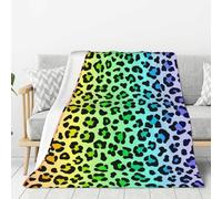 Coperta in flanella con motivo leopardato e pelliccia maculata multicolore, 80"x60" super morbida, spessa e comoda per divano