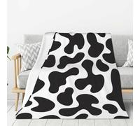 Coperta in flanella con motivo senza cuciture con mucca maculata, 80"x60" super morbida, spessa e comoda per il divano