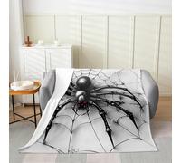 Coperta in flanella con ragnatela nera, stile gotico, motivo aracnidi, per Halloween, per letto, divano, decorazione per la camera di bambini, ragazzi e ragazze, morbida e traspirante (101 x 127 cm)