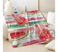 Coperta in flanella con stampa colorata con ghiaccioli e frutta, super morbida e accogliente, a tema estivo, per bambini e adulti, scelta fantastica (02, 200 x 200 cm)
