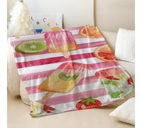 Coperta in flanella con stampa colorata con ghiaccioli e frutta, super morbida e accogliente, a tema estivo, per bambini e adulti, scelta fantastica (03, 150 x 200 cm)