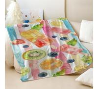 Coperta in flanella con stampa colorata con ghiaccioli, super morbida e accogliente, a tema estivo, per bambini e adulti, scelta fantastica (05, 130 x 150 cm)