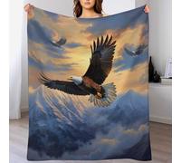 Coperta in flanella con stampa con aquila, motivo con stampa animalier, per divano, letto, per tutte le stagioni, coperta decorativa per bambini e adulti, per letto singolo/matrimoniale (coperte,
