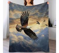 Coperta in flanella con stampa con aquila, motivo con stampa animalier, per divano, letto, per tutte le stagioni, coperta decorativa per bambini e adulti, per letto singolo/matrimoniale (coperte, 2,