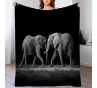 Coperta In Flanella Con Stampa Elefante Nel Buio,Per Letto, Divano, Viaggio, 270 G/M², Super Morbida, Pelosa, Con Stampa Di Luce Ombra Animali, Per Adulti, 180 × 200 cm