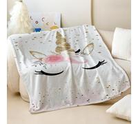 Coperta in flanella con stampa unicorno, super morbida e accogliente, per camera di bambini e ragazze, coperta calda a tema sogno mistico (04,75 x 100 cm)