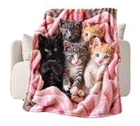 Coperta In Flanella Coperta Morbida per Lettura e Riposo con Stampa Gattino | Plaid per per Adolescenti Bambini Casa Soggiorno Camera da Letto Cameretta Divano, Letto, Sedia Serata Film 100×150cm