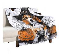 Coperta in Flanella Cute Beagle Dog Halloween Coperta da Tiro Morbida Coperte da Lancio Resistente Coperte da Tiro per Famiglia Divano Poltrona S
