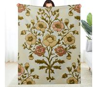 Coperta in flanella di seta rococò con carta da parati floreale, coperta decorativa leggera e morbida multifunzionale per divano, viaggio, campeggio, letto, sedia, regalo per tutte le stagioni 50 * 60