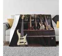 Coperta in Flanella Guitar Bass Music Musical Instruments Coperta da Tiro Calda Coperte da Tiro Resistente Copriletto Flanella per Famiglia Compleanno Poltrona S