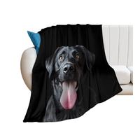 Coperta in flanella morbida e leggera con cane Labrador Retriever nero, per letto, divano, tutte le stagioni, 76,2 x 101,6 cm/101,6 x 127 cm/127 x 152,4 cm/152,4 x 203,2 cm