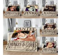 Coperta in flanella morbida One Piece con personaggi Luffy, Shanks, Kaido, stile Anime Wanted, per decorazione casa, camera da letto, divano, picnic, regali