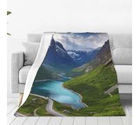 Coperta in Flanella Norwegian Fjords Coperte da Tiro Calda Coperta da Tiro Accogliente Coperte da Lancio per Poltrona Divano Famiglia 125X150Cm