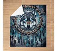 Coperta in flanella per bambini, motivo: acchiappasogni, motivo animali del sud-ovest, stile bohémien, decorazione per divano, motivo tribale misterioso, per ragazze e ragazzi, 101 x 127 cm