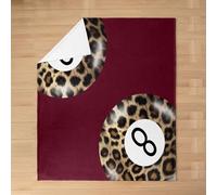 Coperta in flanella per bambini, motivo leopardato alla moda, vintage, con ghepardo alla moda, con 8 palline, decorazione moderna per divano di ragazze e ragazzi, colore rosso marrone, misura doppia