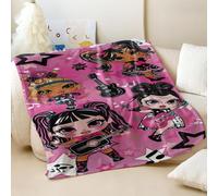 Coperta in flanella rosa con stampa di una cantante rock in stile cartone animato, super morbida e accogliente, per divano, biancheria da letto calda per donne giovani e individualiste (02, 130 x 150