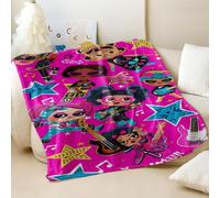 Coperta in flanella rosa con stampa di una cantante rock in stile cartone animato, super morbida e accogliente, per divano, biancheria da letto calda per donne giovani e individualiste (03,75 x 100 cm