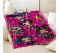 Coperta in flanella rosa con stampa di una cantante rock in stile cartone animato, super morbida e accogliente, per divano, biancheria da letto calda per donne giovani e individualiste (04,75 x 100 cm