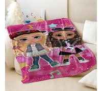 Coperta in flanella rosa con stampa di una cantante rock in stile cartone animato, super morbida e accogliente, per divano, biancheria da letto calda per donne giovani e individualiste (05,75 x 100 cm