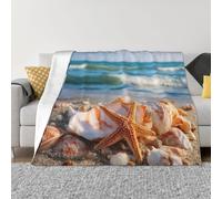 Coperta in Flanella Shell On The Sandy Beach Coperta da Tiro Calda Coperte da Lancio Accogliente Copriletto per Compleanno Divano Regalo 125X150Cm