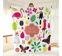 Coperta in Flanella, soffice Coperta in Pile, pelosa, Morbida e Calda per Divano Letto, con Stampa 3D di Fenicotteri, per Adulti (Tucano 80x120 cm)