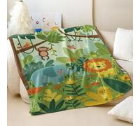 Coperta in flanella stampata con avventura nella giungla, super morbida, decorazione per la camera dei bambini (05, 180 x 200 cm)