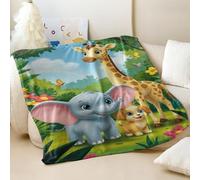Coperta in flanella stampata con avventura nella giungla, super morbida, decorazione per la camera dei bambini (03, 130 x 150 cm)