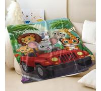 Coperta in flanella stampata con avventura nella giungla, super morbida, decorazione per la camera dei bambini (04,75 x 100 cm)