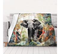 Coperta in flanella stampata con elefanti nella foresta, 101,6 x 76,2 cm, morbida flanella, perfetta per decorazioni autunnali per la casa e i viaggi (76-203 cm)