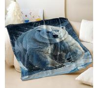 Coperta in flanella stampata con orso polare e fiori, moderna e morbida, perfetta per gli amanti degli animali come decorazione per la casa (01, 200 x 200 cm)