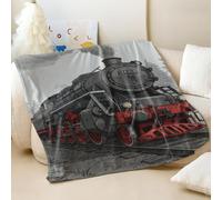 Coperta in flanella stampata con treno a vapore, stile vintage, per divano e letto, perfetta per gli appassionati di viaggi avventurosi, decorazione per la casa (02, 200 x 200 cm)