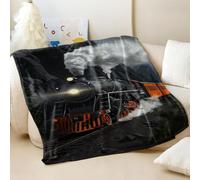 Coperta in flanella stampata con treno a vapore, stile vintage, per divano e letto, perfetta per gli appassionati di viaggi avventurosi, decorazione per la casa (03, 150 x 200 cm)