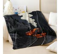 Coperta in flanella stampata con treno a vapore, stile vintage, per divano e letto, perfetta per gli appassionati di viaggi avventurosi, decorazione per la casa (01, 180 x 200 cm)