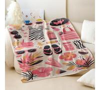 Coperta in flanella stampata in stile hawaiano, rinfrescante, con motivo da spiaggia, ideale per casa, viaggi e decorazioni per interni (03, 100 x 150 cm)