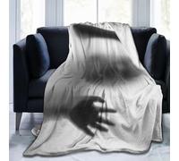 Coperta in flanella ultra morbida con donna horror dietro un vetro opaco in bianco e nero, calda e confortevole, adatta a tutte le stagioni, 50"X40"