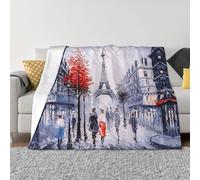 Coperta in flanella ultra morbida in microfibra di lusso, per tutte le stagioni, calda, con stampa artistica di Parigi, albero della città di Parigi, Torre Eiffel, per letto, divano e viaggio