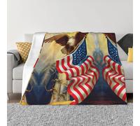 Coperta in flanella ultra morbida in microfibra di lusso, per tutte le stagioni, calda, con stampa artistica con aquila, per letto, divano e viaggio