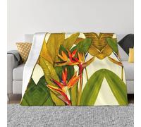Coperta in flanella ultra morbida in microfibra di lusso, per tutte le stagioni, calda, con stampa di uccelli tropicali del paradiso, per biancheria da letto, divano e viaggio