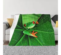 Coperta in flanella ultra morbida in microfibra di lusso, per tutte le stagioni, calda e carina con stampa di rane, per biancheria da letto, divano e viaggio