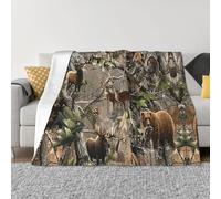 Coperta in flanella ultra morbida in microfibra di lusso, per tutte le stagioni, calda, per caccia, cervi, orsi, alci, per biancheria da letto, divano e viaggio
