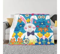 Coperta in flanella ultra morbida in microfibra di lusso, per tutte le stagioni, calda primavera, buona Pasqua, vacanza, stampa per biancheria da letto, divano e viaggio