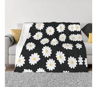 Coperta in flanella ultra morbida in microfibra di lusso, per tutte le stagioni, con stampa di margherite bianche calde per biancheria da letto, divano e viaggio