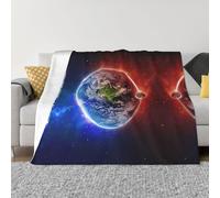 Coperta in flanella ultra morbida in microfibra di lusso, per tutte le stagioni, con stampa di pianeti e pianeti terrestri