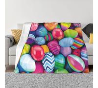 Coperta in flanella ultra morbida in microfibra di lusso, per tutte le stagioni, con stampa di uova di Pasqua, per biancheria da letto, divano e viaggio