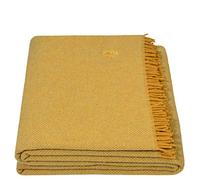 Coperta in lana vergine di alta qualità con frange, 130 x 190 cm, 160 curry