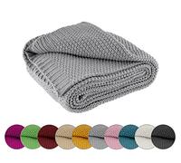 Coperta in maglia, calda e morbida, certificazione OEKO-TEX, 140 x 190 cm, colore grigio