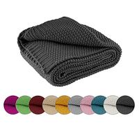 Coperta in maglia, calda e morbida, certificazione OEKO-TEX, 140 x 190 cm, colore grigio scuro