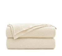 Coperta in maglia di cotone color crema Longhui per divano, divano letto, coperta decorativa per la casa, coperta in tessuto leggero con borsa pe