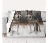 Coperta in morbida flanella con due lupi nella neve, perfetta per letto, divano e viaggi, adatta per tutte le stagioni, 4 misure